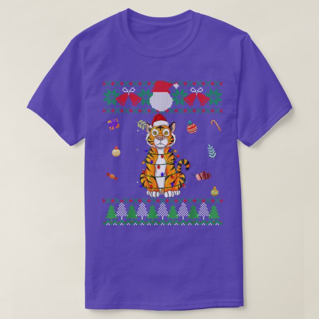 Camiseta Funny Navidades suéteres animales Santa Tigers  (Diseño del anverso)