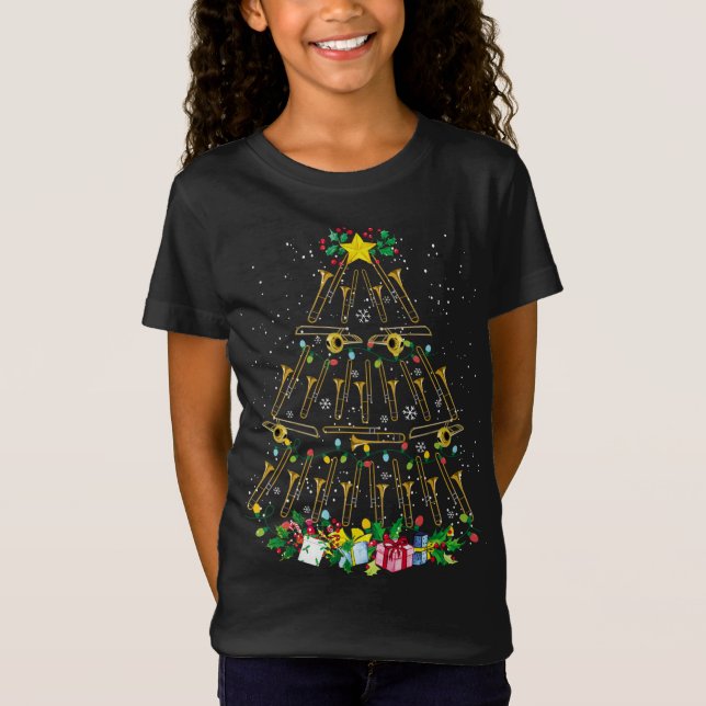 Camiseta Funny Navidades Trombone Player Xmas Tree Music Lo (Anverso)