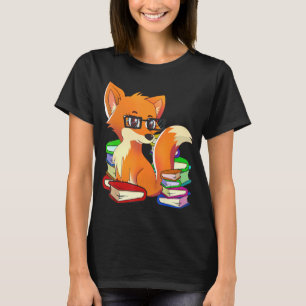 Camiseta Funny Nerdy Fox Animal Bookworm Leading Book Lover