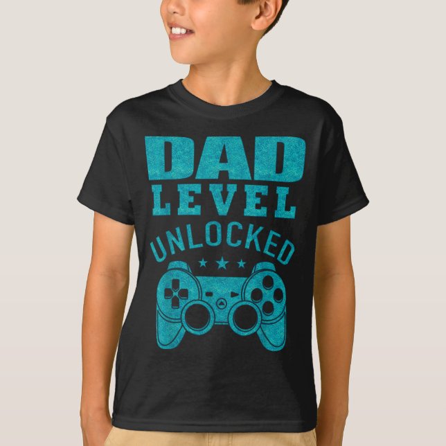 Camiseta Funny New Dad Shirt Dad Level Unlocked Day Tee Shi (Anverso)