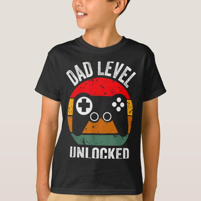 Camiseta Funny New Dad Shirt Dad Level Unlocked Tee Shirt G (Anverso)