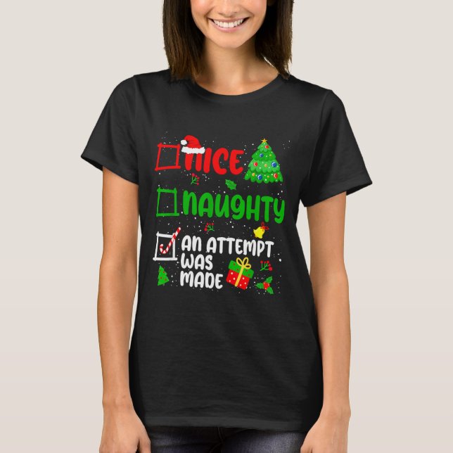 Camiseta Funny Nice Naughty An Attempt Was Made List Xmas S (Anverso)