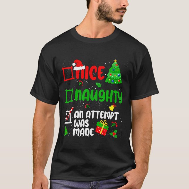 Camiseta Funny Nice Naughty An Attempt Was Made List Xmas S (Anverso)