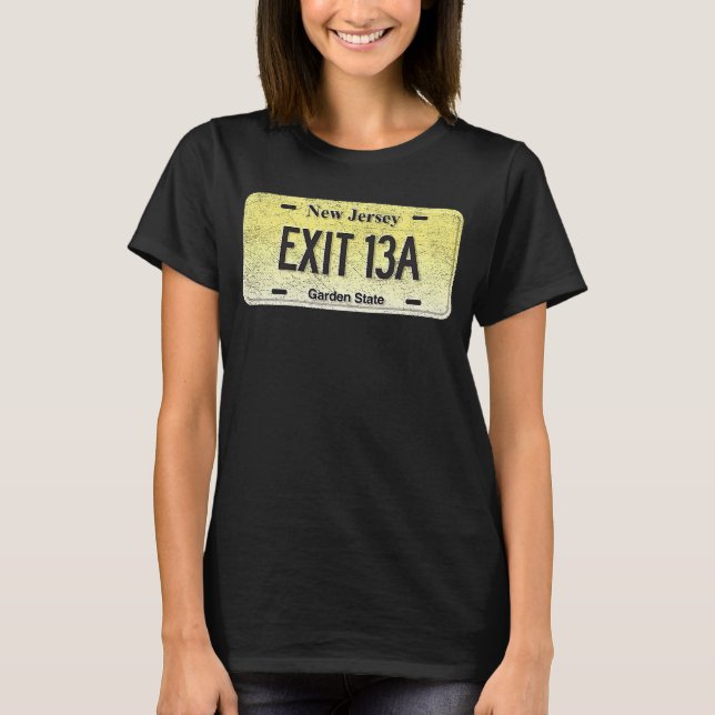 Camiseta Funny NJ State Vanity License Plate EXIT 13A (Anverso)