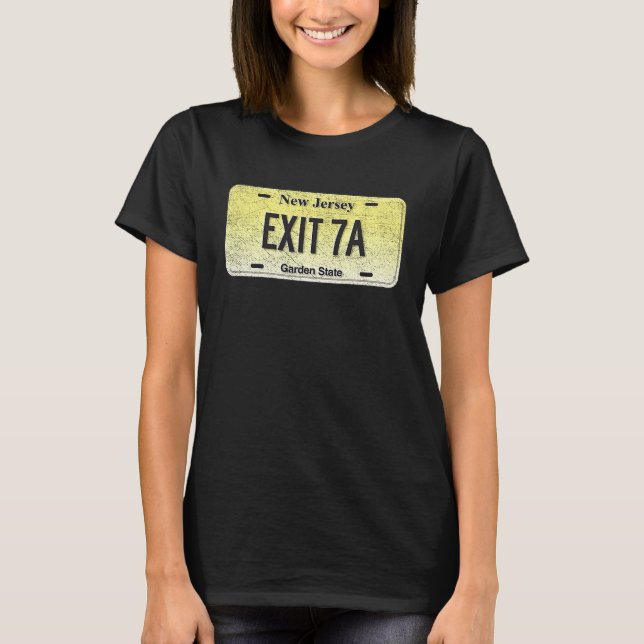 Camiseta Funny NJ State Vanity License Plate EXIT 7A (Anverso)
