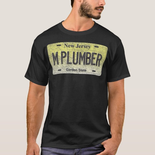 Camiseta Funny NJ State Vanity License Plate M PLUMBER (Anverso)