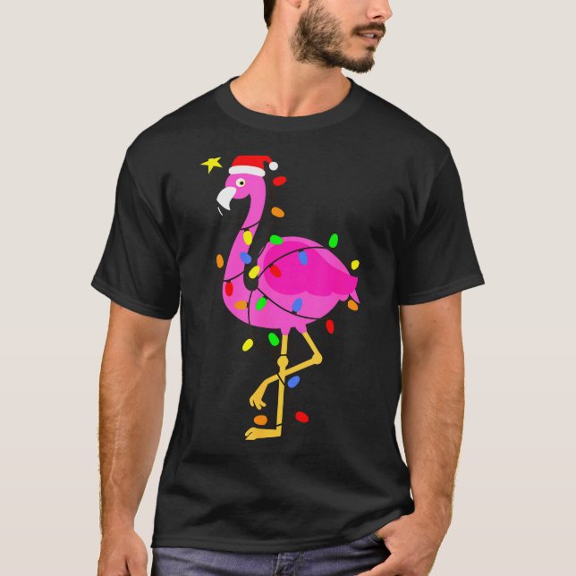 Camiseta Funny Nk Flamingo In Santa Hat Christmas In July M (Anverso)