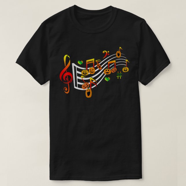 Camiseta Funny nota musical de Halloween calza a profesor d (Diseño del anverso)
