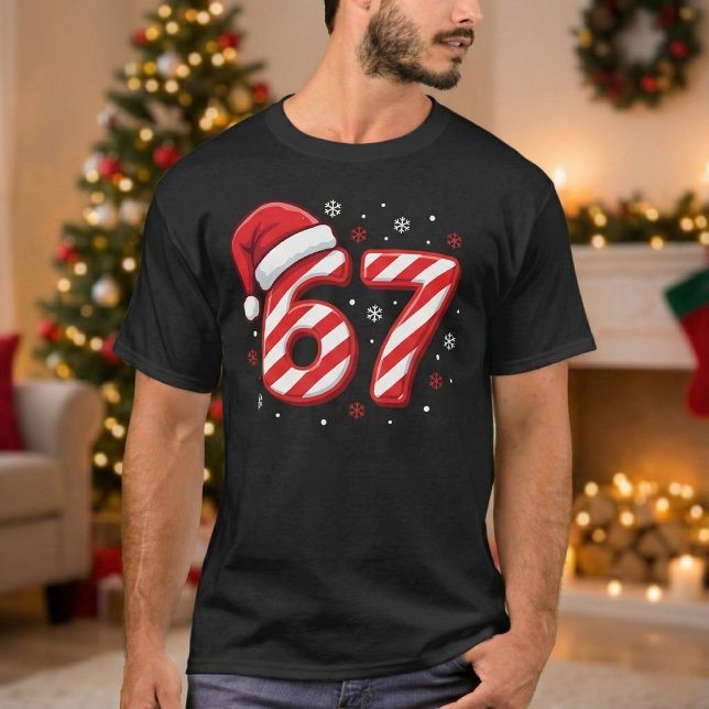 Camiseta Funny Number 67 Candy Cane Striped Christmas (Subido por el creador)