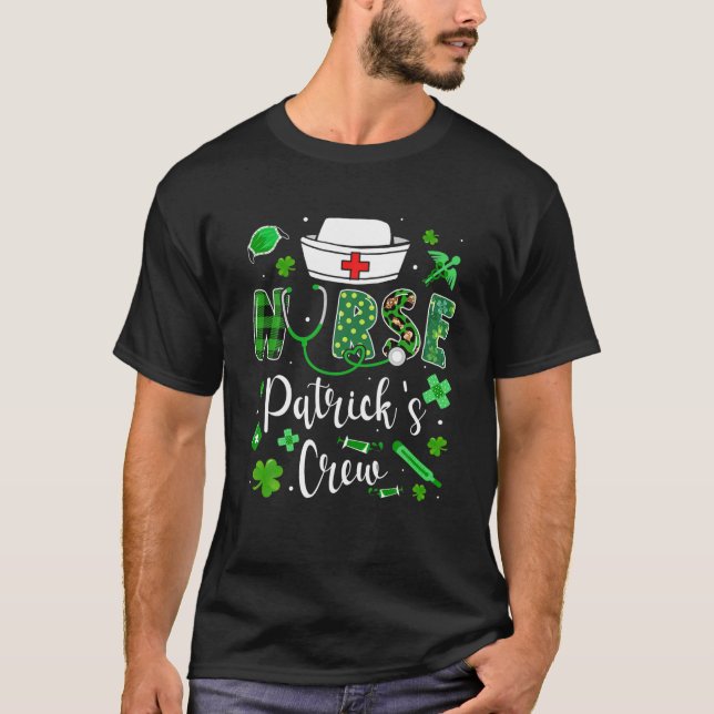 Camiseta Funny Nurse Patricks Crew St Patricks Day Leprecha (Anverso)