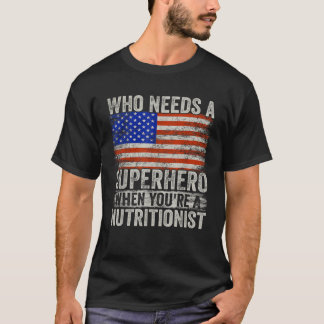 Camiseta Funny Nutricionista Superhéroe Vintage Tee Para Ho