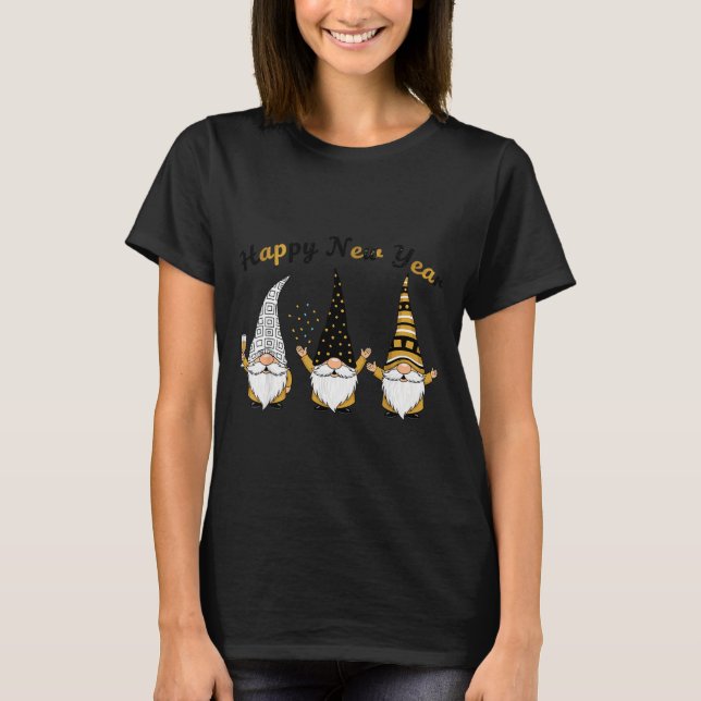 Camiseta Funny Nye Gnome Shirts For Women, Happy New Year 2 (Anverso)