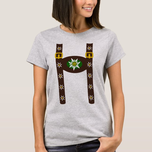 Camiseta Funny Octoberfest Lederhosen Suspendedores (Anverso)