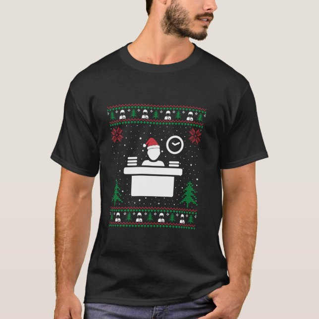 Camiseta Funny Office Manager Santa Hat Ugly Navidades Swea (Anverso)