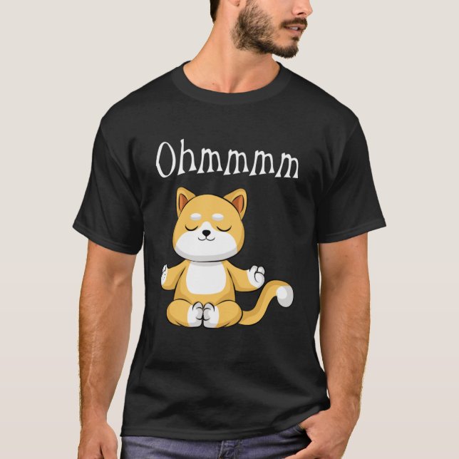 Camiseta Funny Ohmmm Yoga Cat Zen Meditation Relaxation Fit (Anverso)