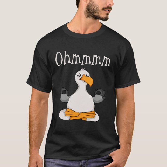 Camiseta Funny Ohmmm Yoga Seagull Zen Meditation Relaxation (Anverso)
