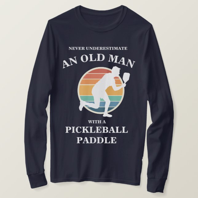 Camiseta Funny Old Man Pickleball Paddle Player Retro (Anverso del diseño)