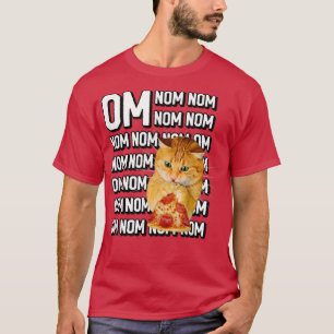 Camiseta Funny Om Nom Nom Nom Naranja Cat Comer Pepperoni P