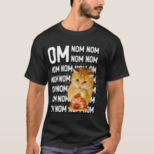 Camiseta Funny Om Nom Nom Nom Naranja Cat Comer Pepperoni P