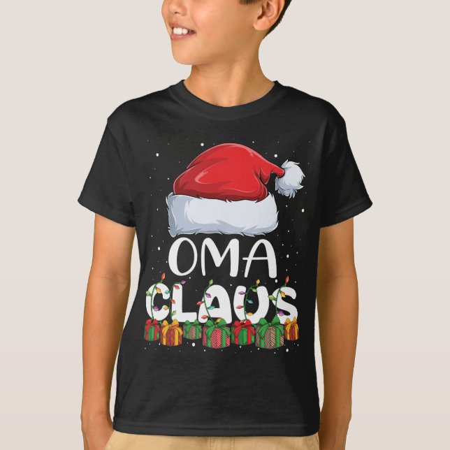 Camiseta Funny Oma Santa Claus Navidades Pajamas Family Mat (Anverso)