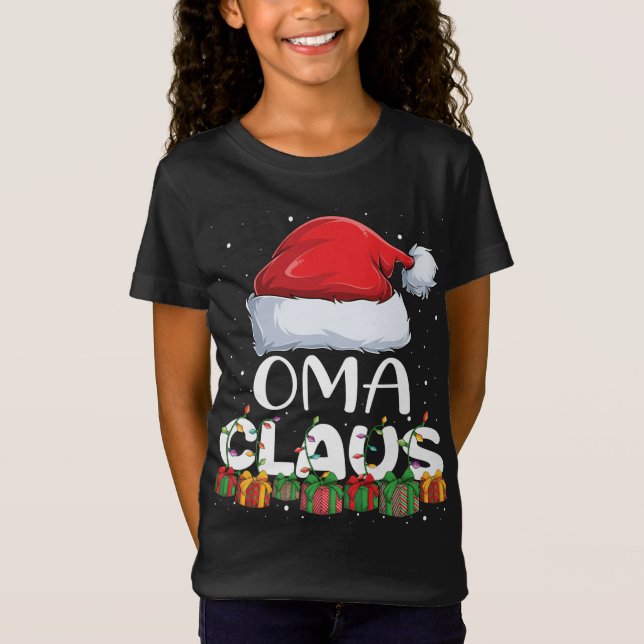 Camiseta Funny Oma Santa Claus Navidades Pajamas Family Mat (Anverso)