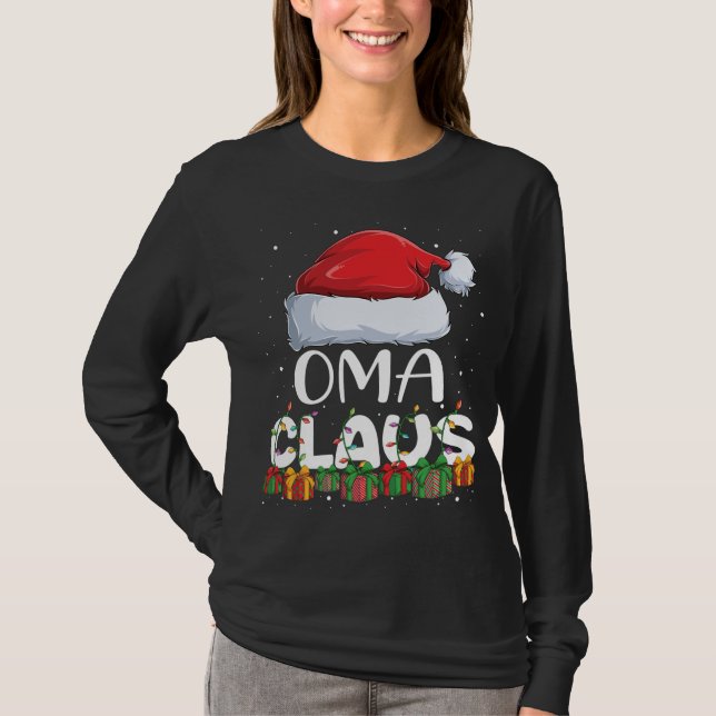 Camiseta Funny Oma Santa Claus Navidades Pajamas Family Mat (Anverso)