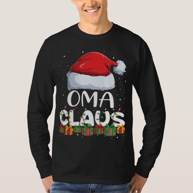 Camiseta Funny Oma Santa Claus Navidades Pajamas Family Mat (Anverso)