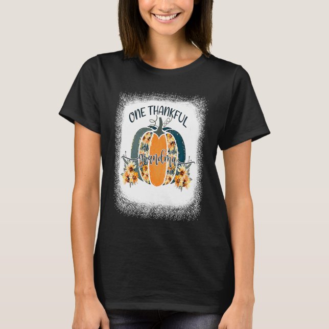 Camiseta Funny One Thankful Grandma Flower Pumpkin Fall Aut (Anverso)
