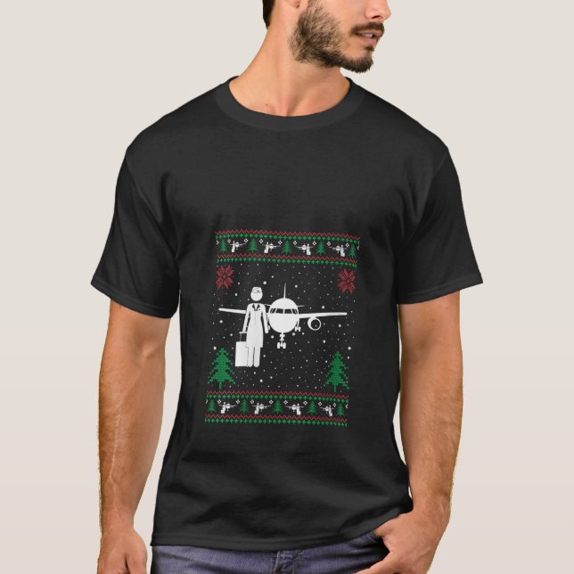 Camiseta Funny Operador de Vuelo Santa Hat Navidades feos S (Anverso)