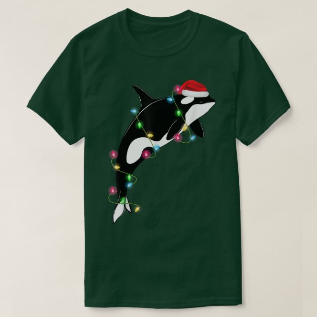 Camiseta Funny Orca Killer Whale Santa Hat Christmas Sea An (Diseño del anverso)