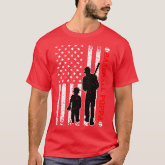 Camiseta Funny Orgulloso Béisbol Poppa Bandera Americana Pa