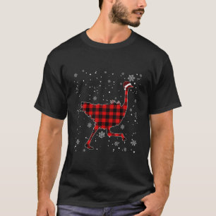 Camiseta Funny Ostrich Navidades Red Plaid Pajama Animals L