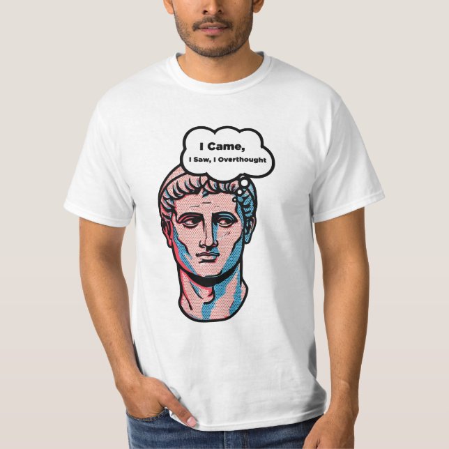 Camiseta Funny Overthinking Roman Statue Pop Art T-Shirt (Anverso)