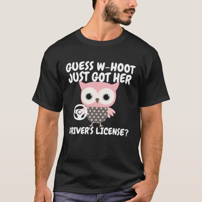 Camiseta Funny Owl New Drivers License Learner's Permit For (Anverso)