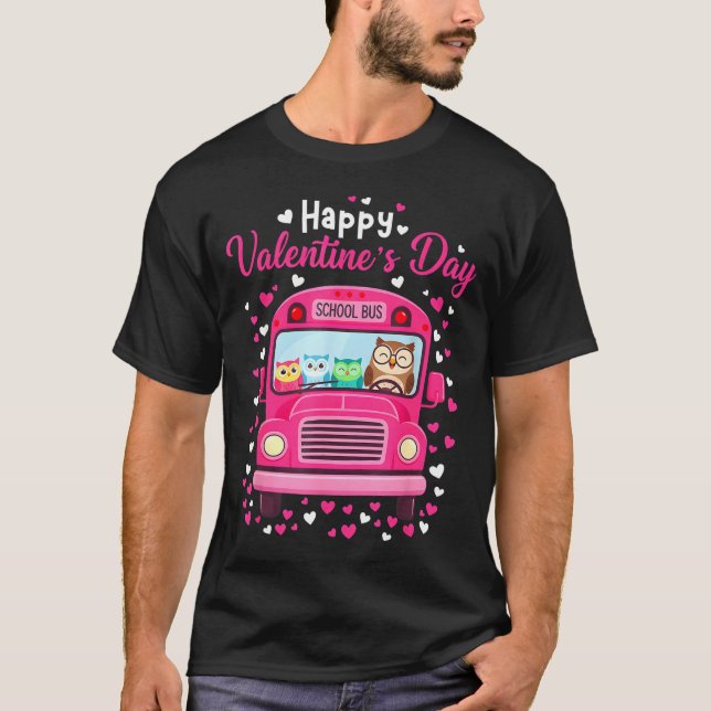 Camiseta Funny owls school bus driver happy valentines day (Anverso)