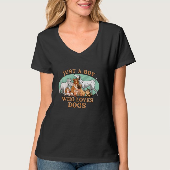 Camiseta Funny Pack De Perros Sólo Un Niño Que Ama A Los Pe (Anverso)