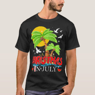 Camiseta Funny Palm Tree & Lights Navidades En Julio