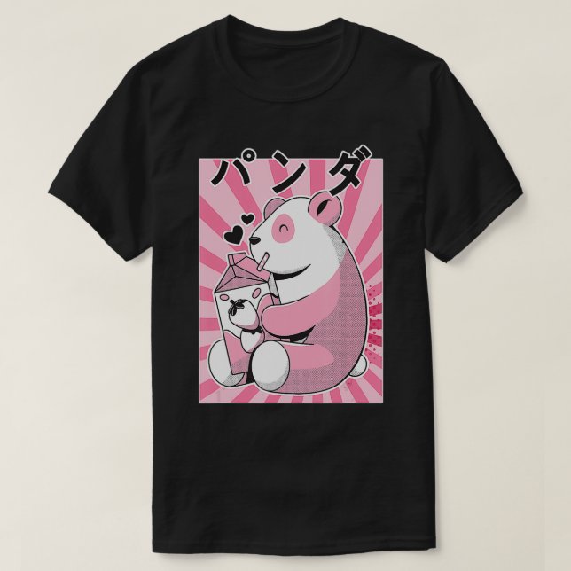 Camiseta Funny Panda Bear Retro 90 japonés Kawaii Strawbe (Diseño del anverso)