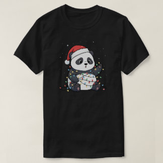 Camiseta Funny Panda Christmas Lights Animal Lover