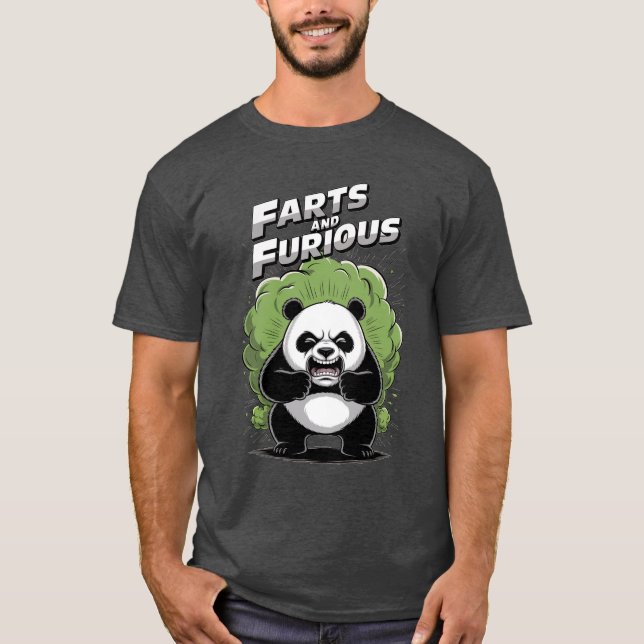 Camiseta Funny Panda having hard time to Fart on a (Anverso)