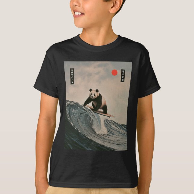 Camiseta Funny Panda Surfing Saying Japanese Wave Meme Humo (Anverso)