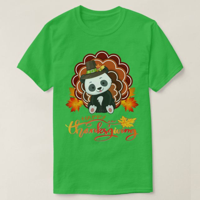 Camiseta Funny Panda Turkey Happy Thanksgiving  (Diseño del anverso)