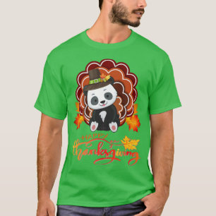 Camiseta Funny Panda Turkey Happy Thanksgiving 