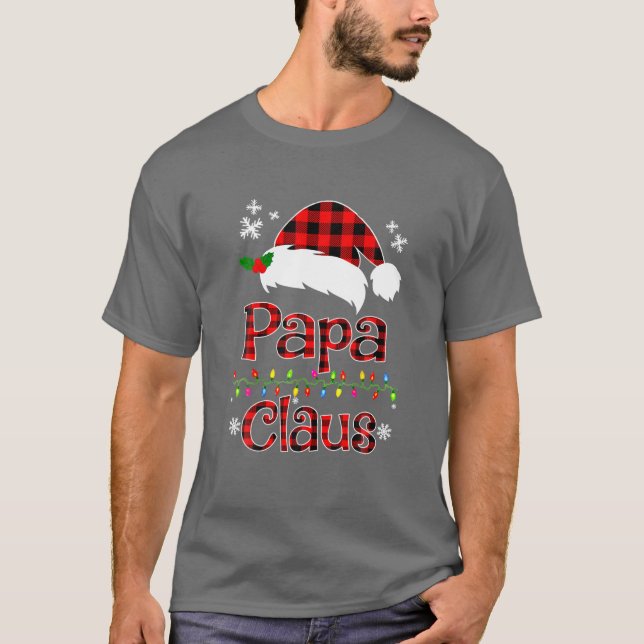 Camiseta Funny Papa Claus Navidades Red Plaid Pajamas Santa (Anverso)