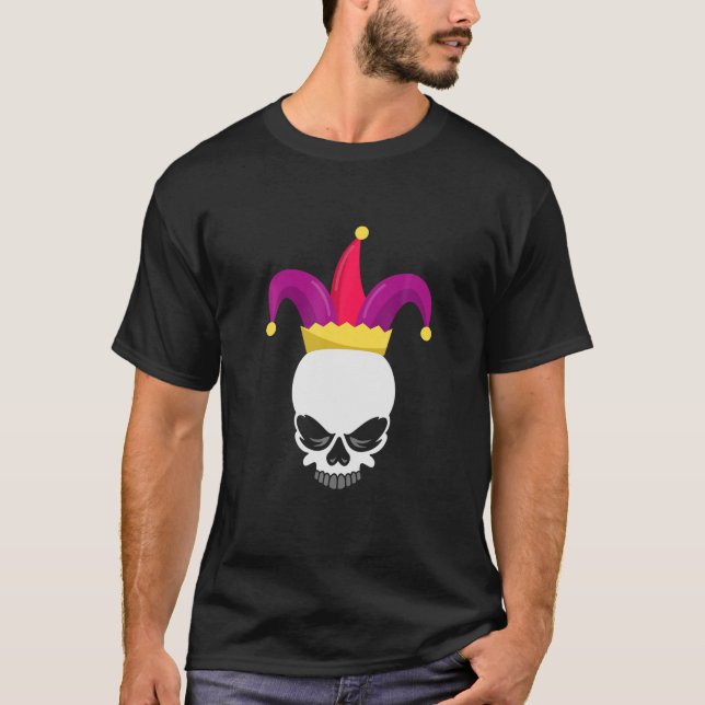 Camiseta Funny Parade Costume Mardi Gras Skull Jester Mask (Anverso)