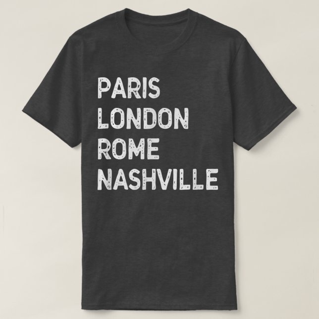 Camiseta Funny París Londres Roma, Nashville - Music City U (Diseño del anverso)