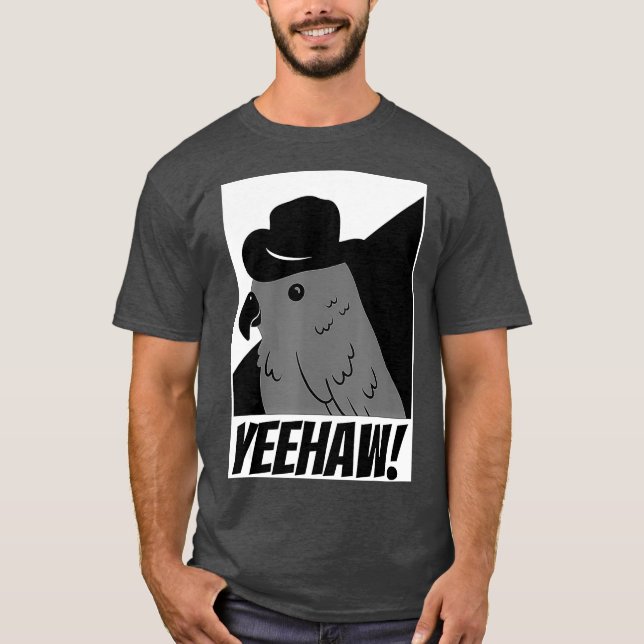 Camiseta Funny Parrot Cowboy Yehaw Birdwatching (Anverso)