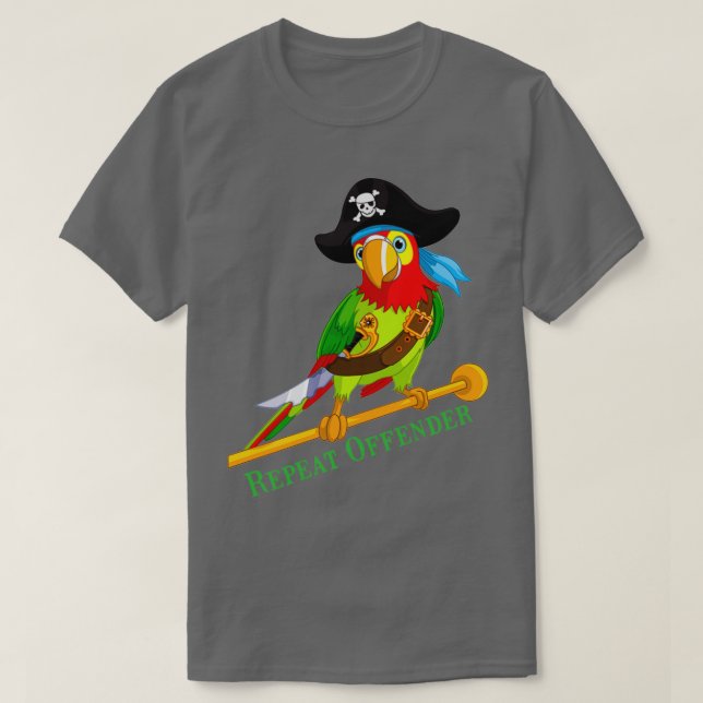 Camiseta Funny Parrot Pirate Repetir el ofensor (Diseño del anverso)