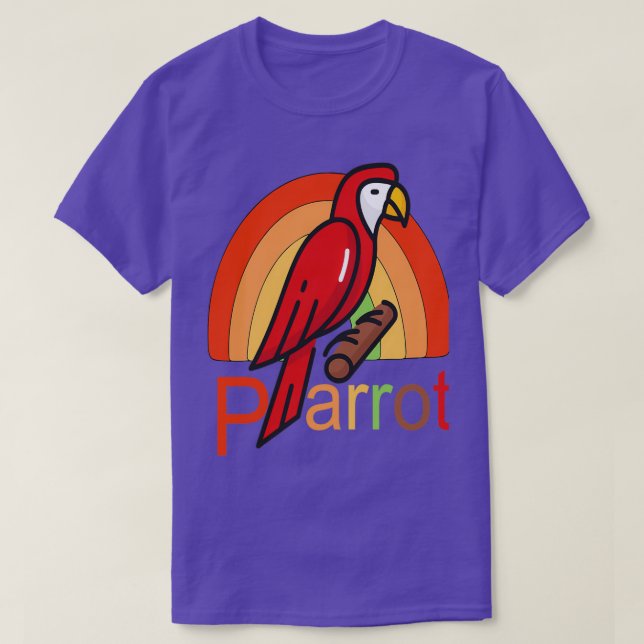 Camiseta Funny Parrot Vintage Sunset ilustracion (Diseño del anverso)