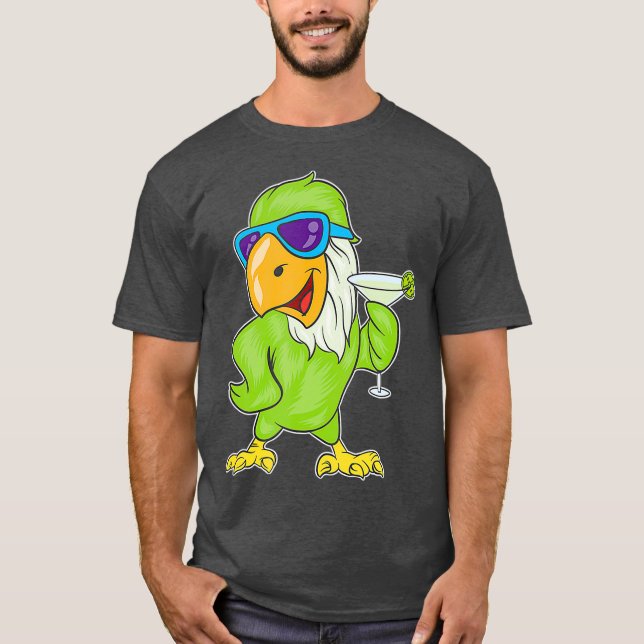 Camiseta Funny Parrots Tropical Hawaiano (Anverso)